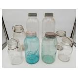 Blue Mason Jars Zinc Top #6 & Glass Top Ball Jar