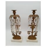 Girandole Candle Holders Crystal Prisms Dog Lamps