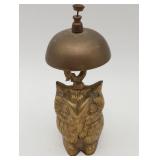 Cast Brass Figural Owl Hotel Desk Bell