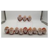 12 Russian Wood Folk Art Santa Claus Eggs Ornament