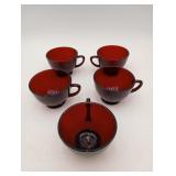 5 Anchor Hocking Royal Ruby red Punch Cups