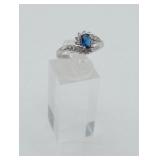 Sterling Silver Sapphire & CZ Ring