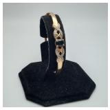 Gold on Sterling Sapphire Hinged Bracelet