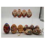 Russian Folk Art Santa Ornaments & Wood Easter Egg