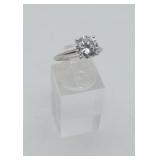14k White Gold DQ Solitaire CZ Ring 2.6g TW