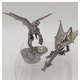 2 Ral Partha Pewter or Wizkids Dragons Young Silvr