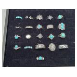 VTG Boho Turquoise Color Ring LOT