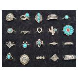 Large Lot Fashion Southwestern Silver Tone Rings