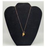 Gold FILLED Tiger Eye Leaf Pendant