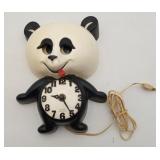 Vintage Spartus Panda Clock Moving Eyes WORKS