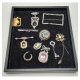 Vintage Deco Style Costume Jewelry Brooches Pins
