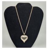 Sterling Silver Puffed Heart Pendant Necklace 20gm