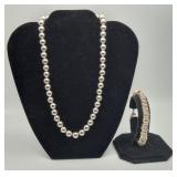 Sterling ON COPPER Beaded Necklace & Bracelet
