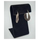 Sterling Silver Beaded Hoop Earrings