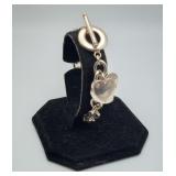 Sterling Silver Heart Charm Bracelet 31.8 grams