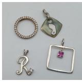 Sterling Silver CZ Pendants 4pcs