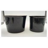 2 Glazed Chocolate Brown Slip Glaze Crocks