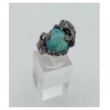 1970's Dragon Turquoise Gemstone Ring TESTED STERL
