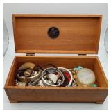 Pine Jewelry Box & Costume Jewelry Necklace Earrin