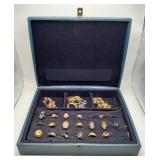 Silver Gold Color AVON Ring Necklace Jewelry BOX