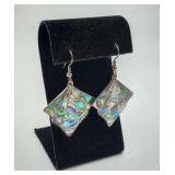 Silver Alpaca Abalone Dangle Earrings