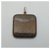 Brown Jasper Silver Trimmed Pendant Artist Made