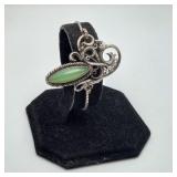 Green Stone Silver Color Cuff Bracelet