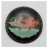 Russian Hand Painted Troika Sleigh Brooch Pin