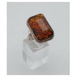 large Baltic Amber Ring NO STERLING MARK FOUND