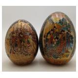 2 Geisha Decorative Satsuma TYPE Japanese Eggs