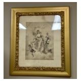 Lefler THE GRAPH Gold Framed Wood Back Art