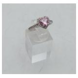 Sterling Silver Pink CZ Heart Ring