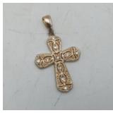 Sterling Silver Filigree Cross Pendant with CZ