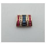 14k Gold Sapphire Ruby Diamond Pendant 4g TW