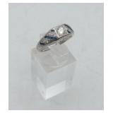 Platinum Diamond Sapphire Ring 6.5 G TW