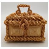 Straw Folk Art Jewelry Trinket Box Marquetry USSR?