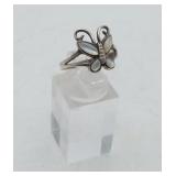 Sterling Silver Mother of Pearl Butterfly Ring