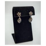 Sterling Silver Marcasite Oynx Earrings