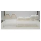 Small Milk Glass Light Shades Art Deco Style 6 pcs