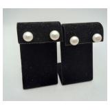 2 Freshwater Pearl Earrings 11mm Apox Sterling Std