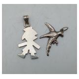 Sterling Silver Parrot & Child Pendant 7.2gms