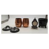 Silver inlay Harvite Candle Sticks Westclock Clock
