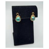 18k Gold Tahitian Mabe Blue Pearl Diamond Earrings