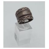 Sterling Silver Cigar Band Roped Zig Zag Ring