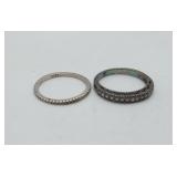 2 Sterling Silver Rings Bands CZ Stones