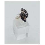 Sterling Silver Cluster Gemstone Ring