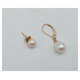 14k & 10K Gold Pearl Single Earrings