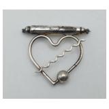 Joan Z Horn Sterling Silver Abstract Heart Pendant