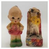 2 Carnival Chalk Figures Cowboy & Cupit Doll
