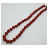 Vintage Chinese Red  Cinnabar Beaded Necklace